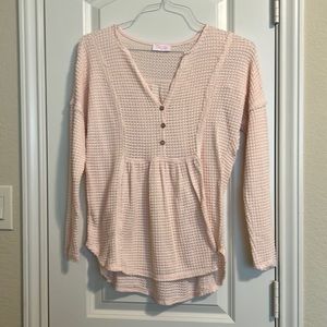 Pink Lily Waffle Knit Peplum Top